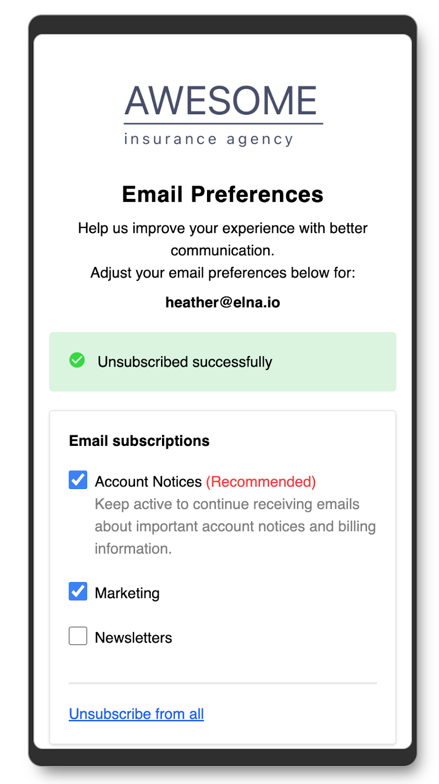 Fuse Email Subscription Preferences